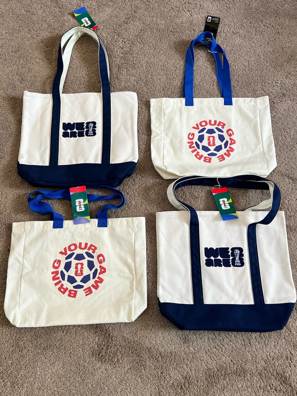 FIFA World Cup Tote Bags Set of 4 NEW